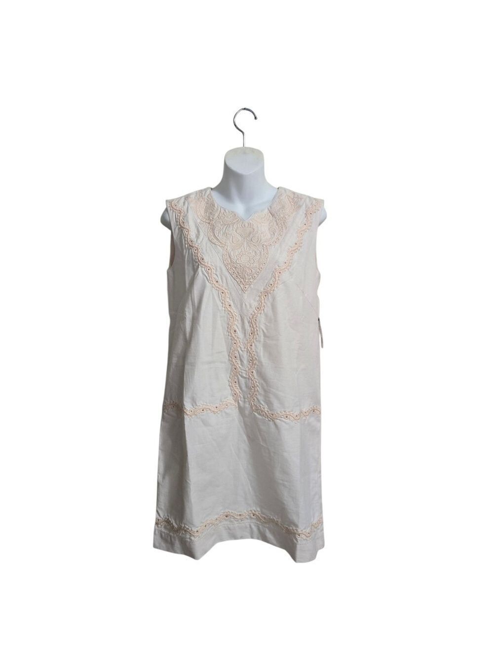 Joie Modarie Broderie Anglaise Linen Blend Sleeveless Dress In Buttercream Sz XS